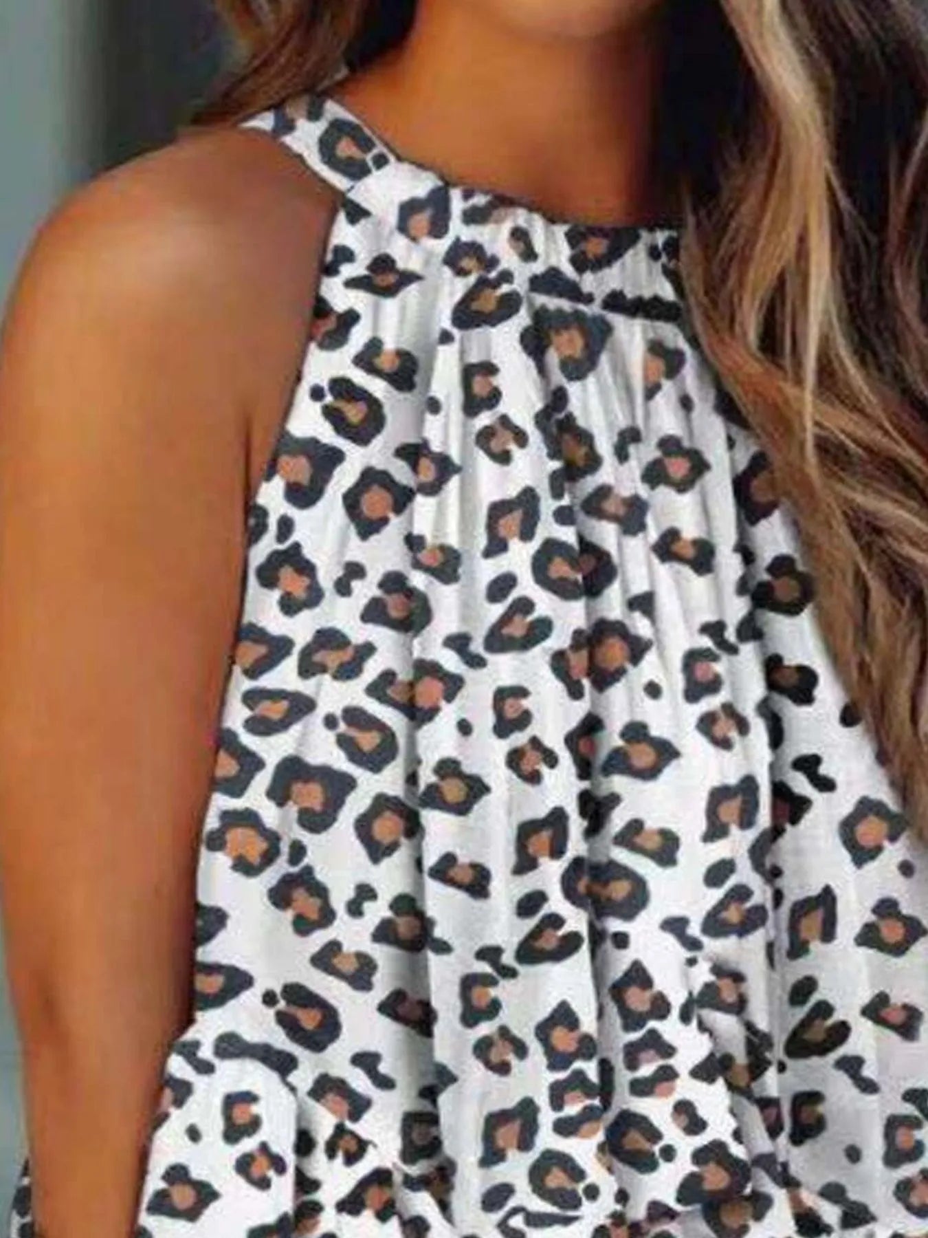 Ruffled Printed Halter Neck Cami Top
