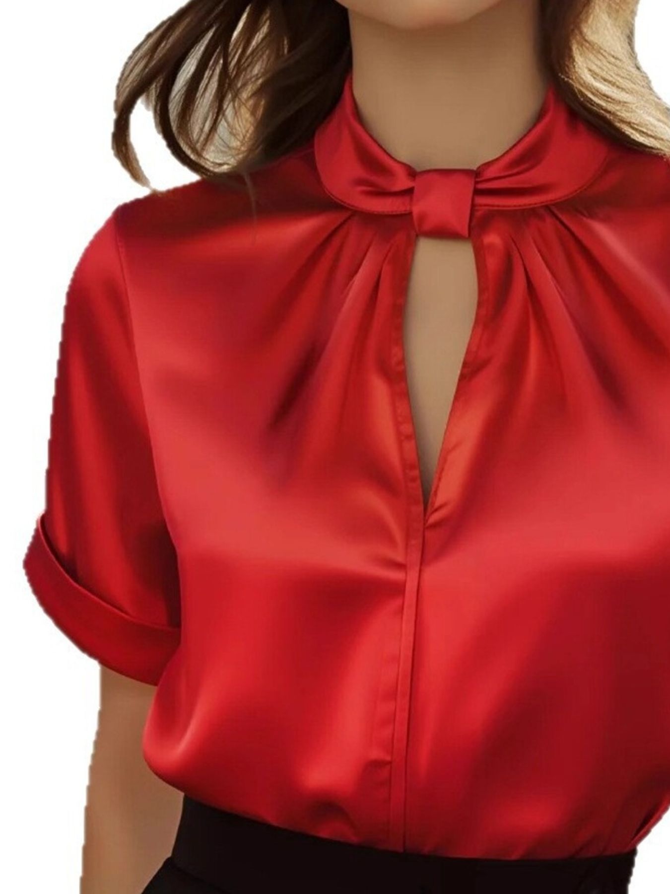 Keyhole Neck Satin Blouse