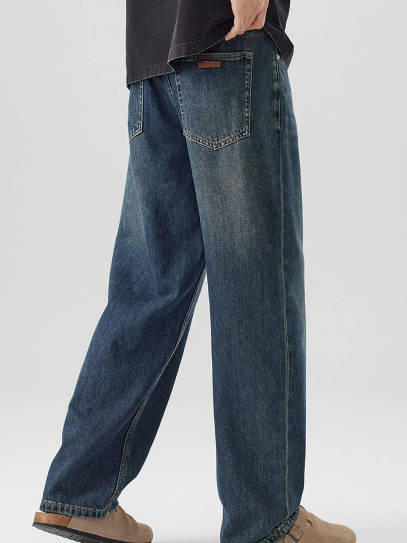 Men's Vintage Wash Wide Leg Jeans