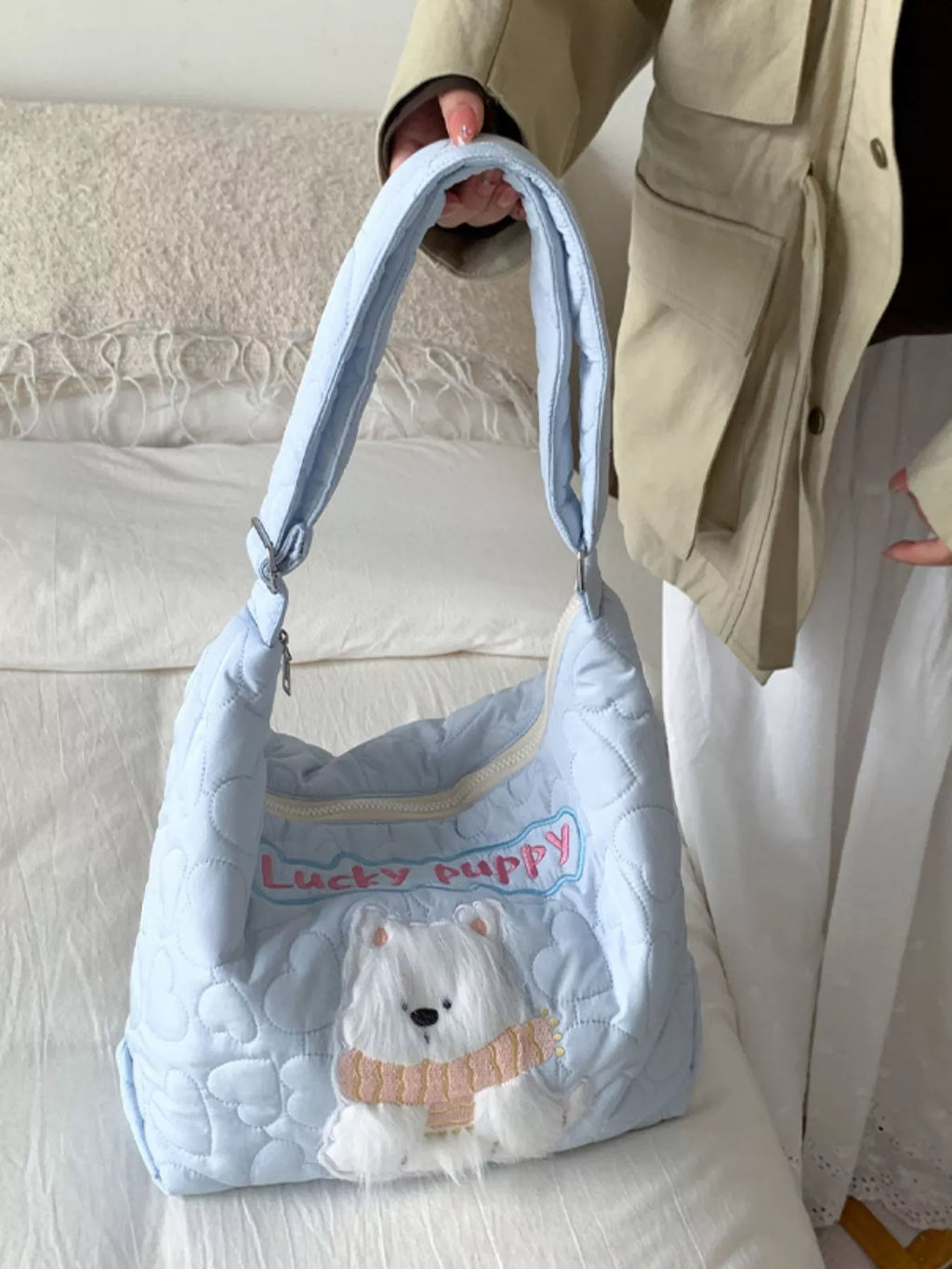 Cute Bear Applique Crossbody Bag