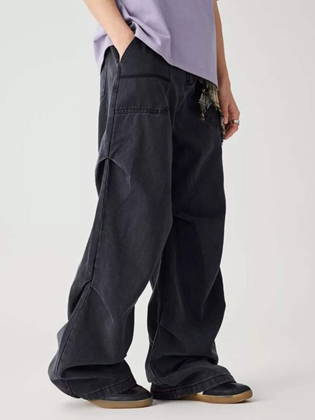 Men's Distressed Wide Leg Jeans