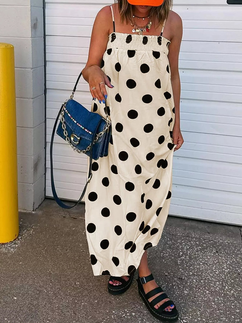 Polka Dot Spaghetti Strap Maxi Dress