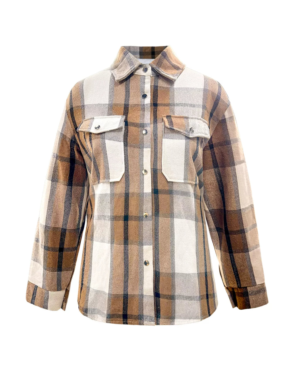 Plus Size Casual Plaid Button-Down Shirt