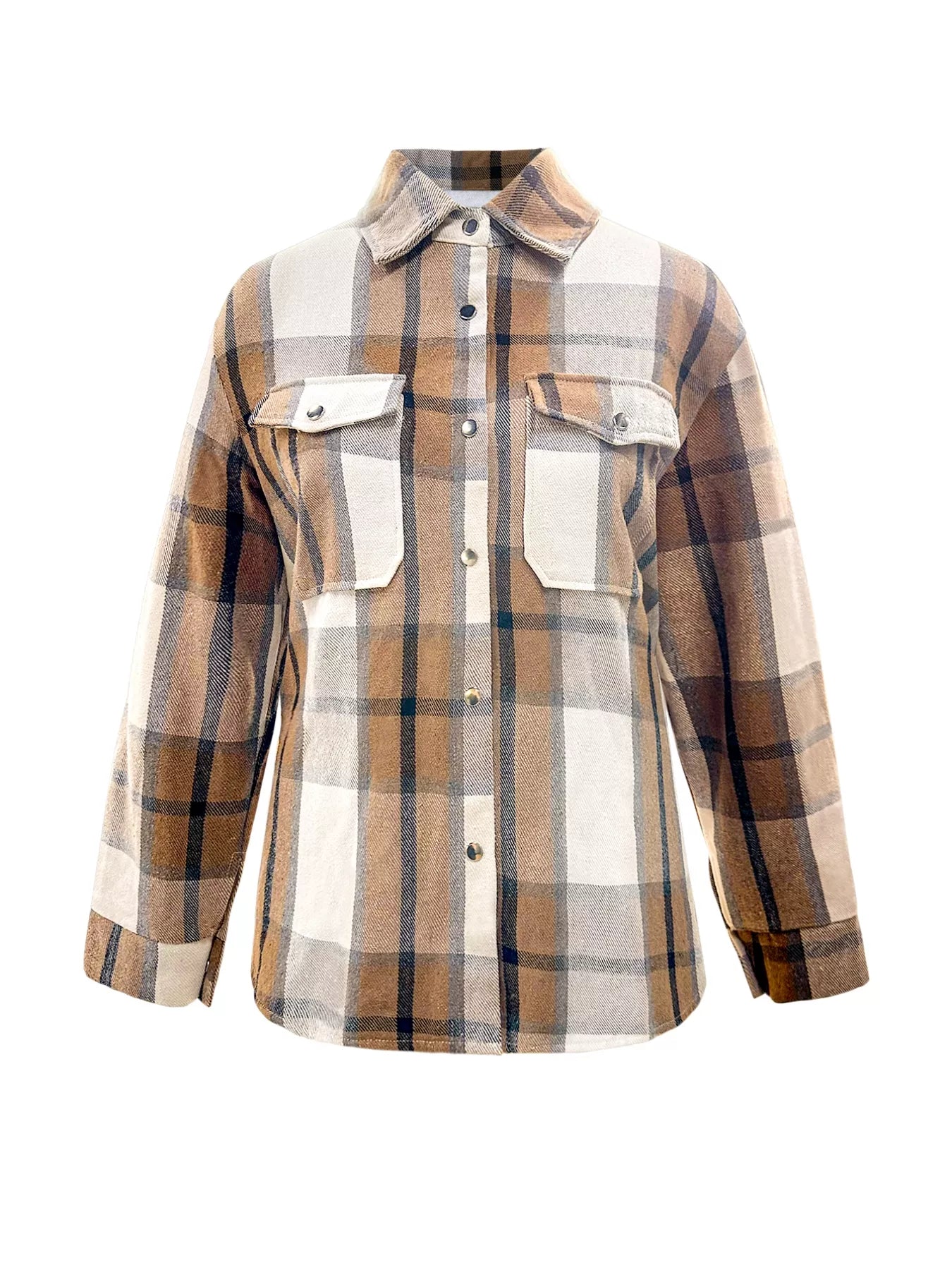 Plus Size Casual Plaid Button-Down Shirt