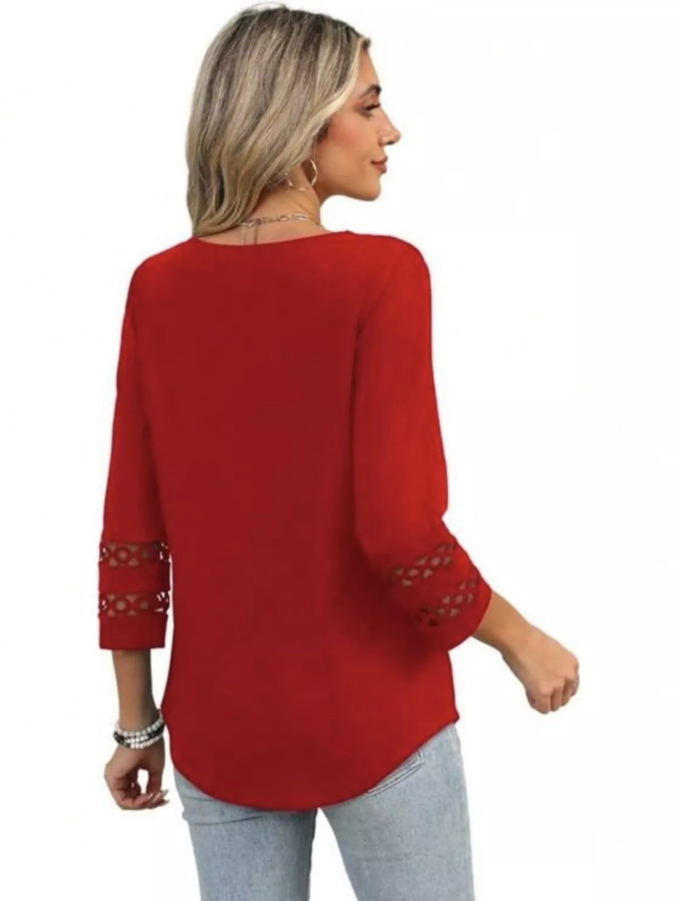 Full Size V-Neck 3/4 Sleeve T-Shirt Plus Size