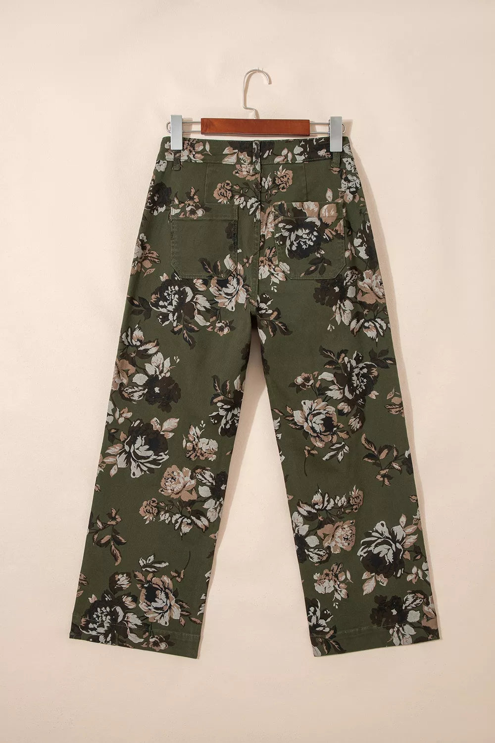 Vintage Style Floral Print High Waist Wide Leg Jeans