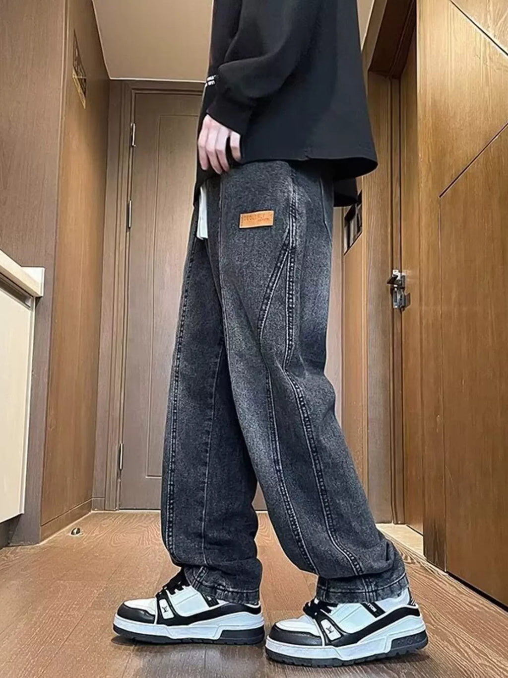Men's Plus Size Vintage Wash Straight-Leg Jeans