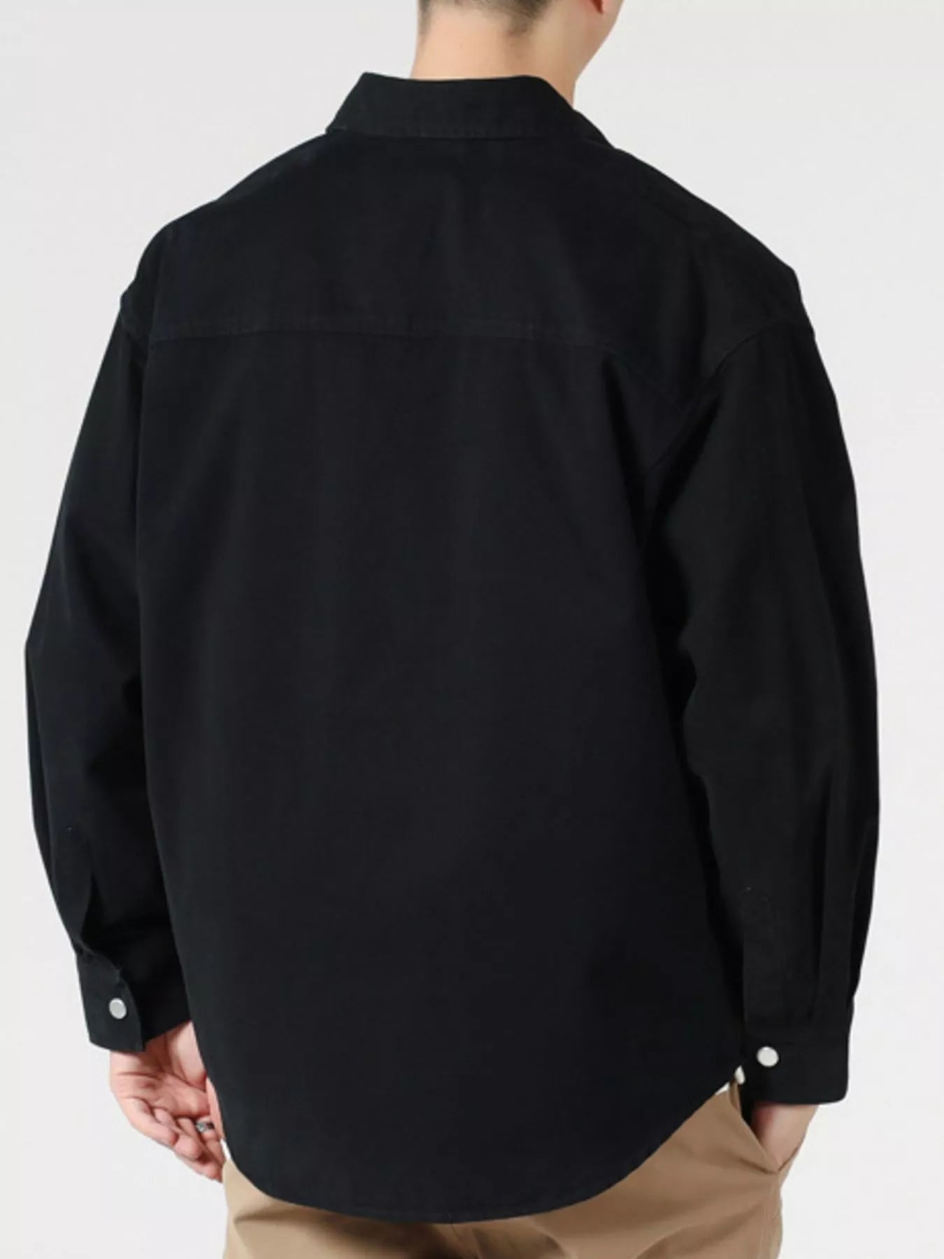 Men's Casual Solid Color Long Sleeve Snap-Down Shirt