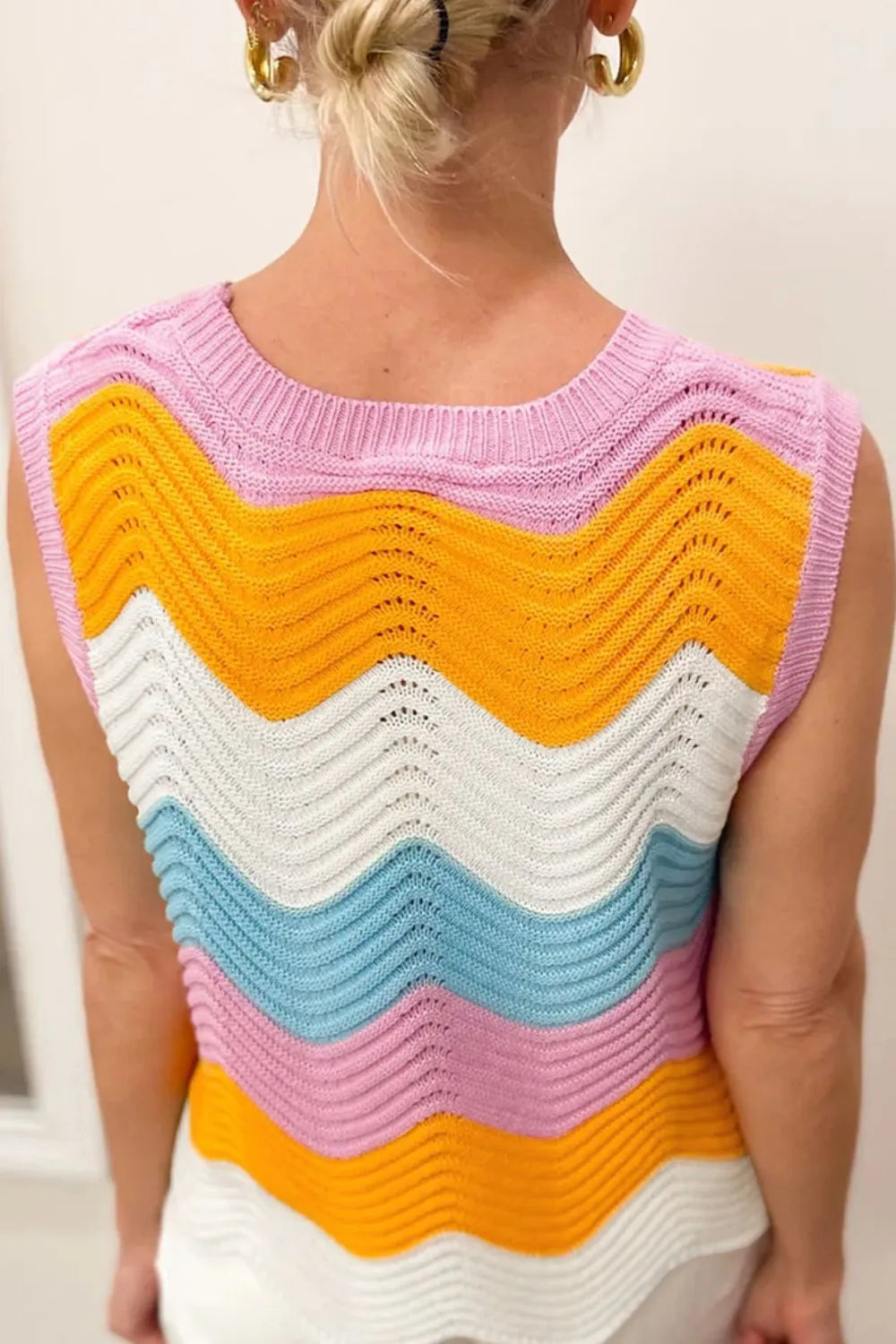 Round Neck Color Block Sweater Vest