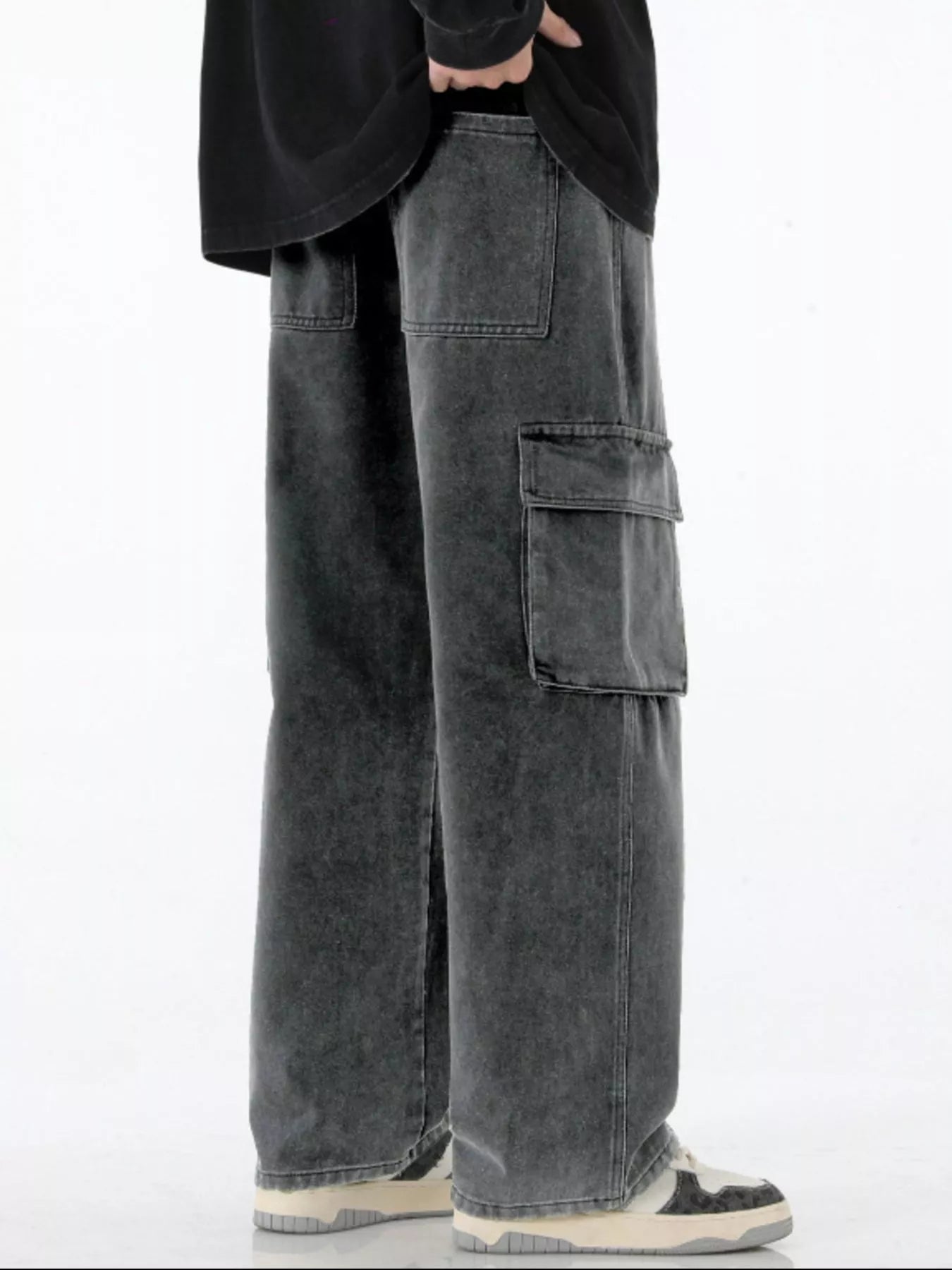 Men's Full Size Wide Leg Cargo Jeans Plus Size