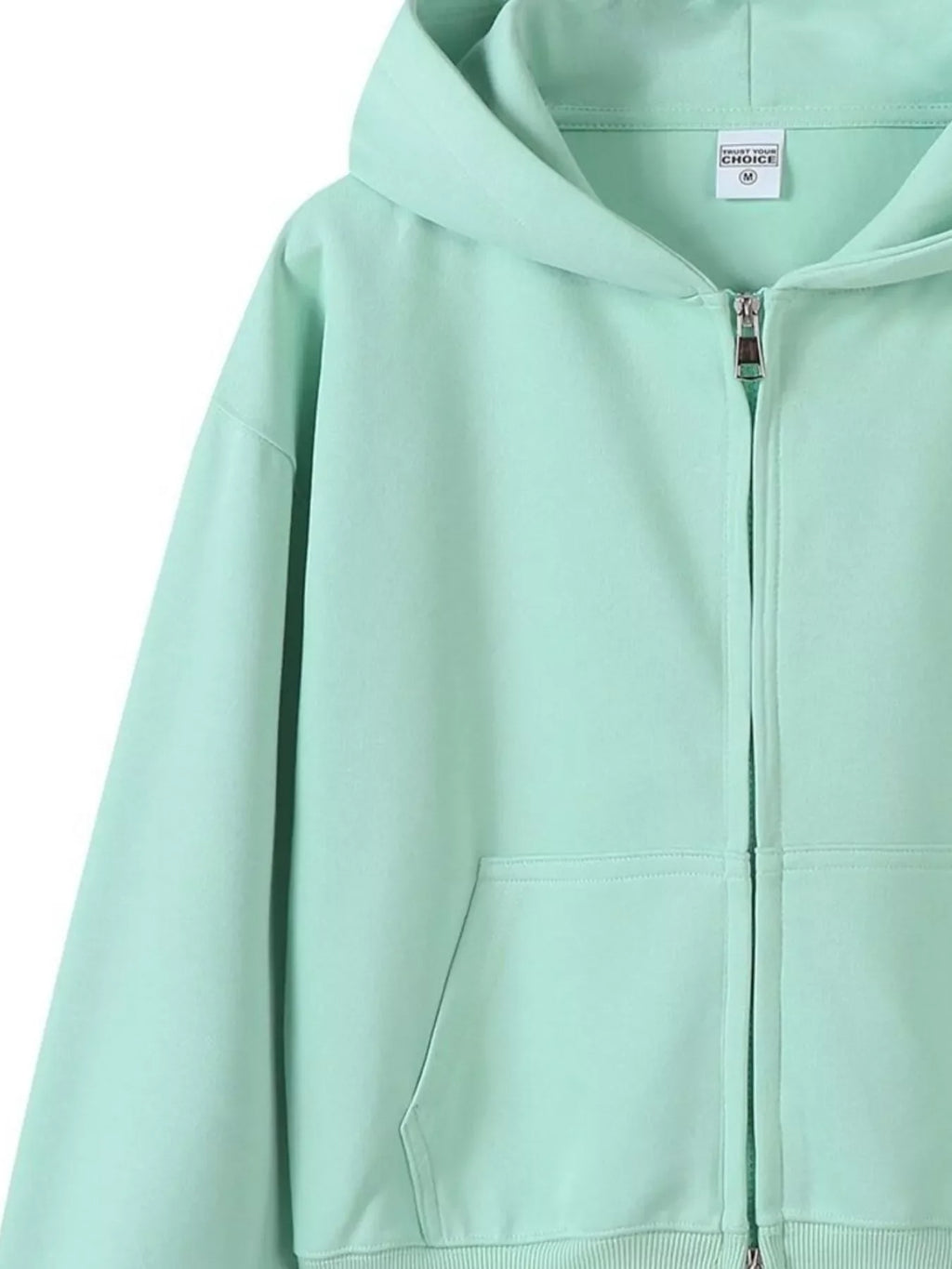 Full Size Casual Zip-Up Long Sleeve Hoodie Plus Size