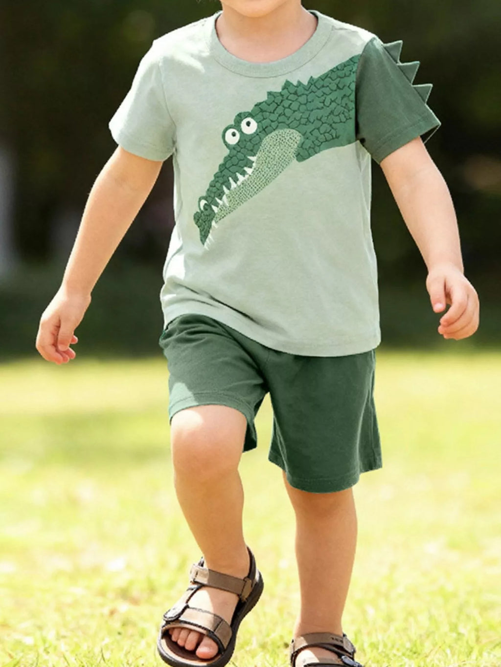 Children's Crocodile Graphic Tee & Shorts Set