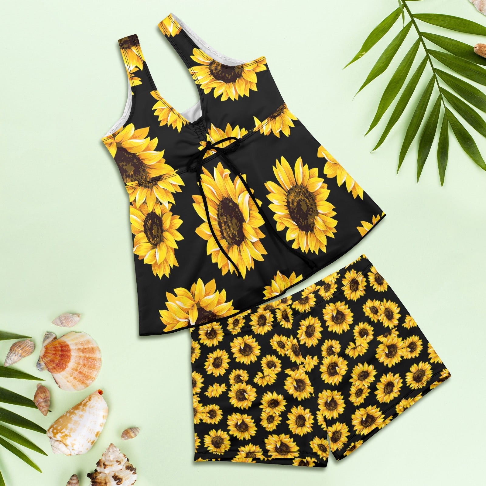 Baha Ranch Sunflowers Tankini & Boy Shorts Swim Set