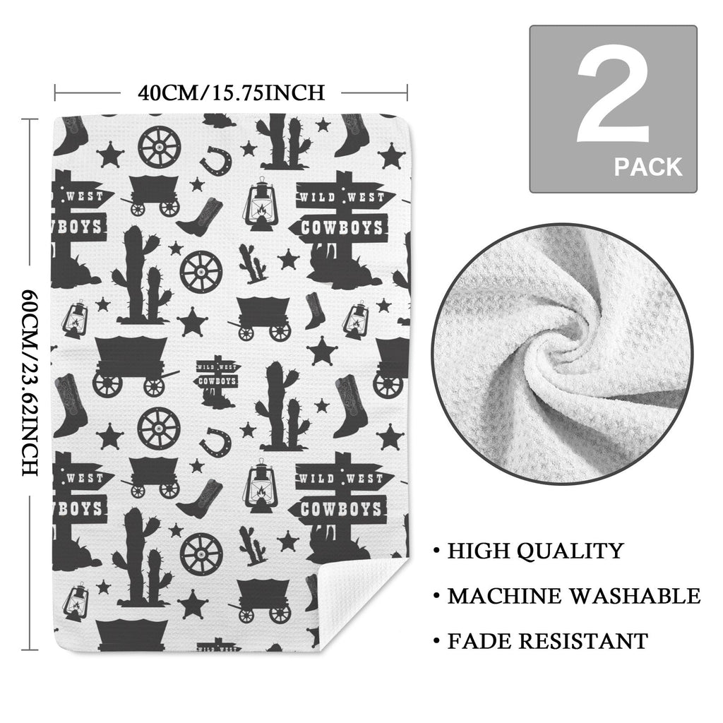 Baha Ranch Wild West Cowboys Set of 2 Dish Towels Made in America