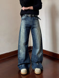 Men's Full Size Vintage Wash Wide Leg Jeans Plus Size
