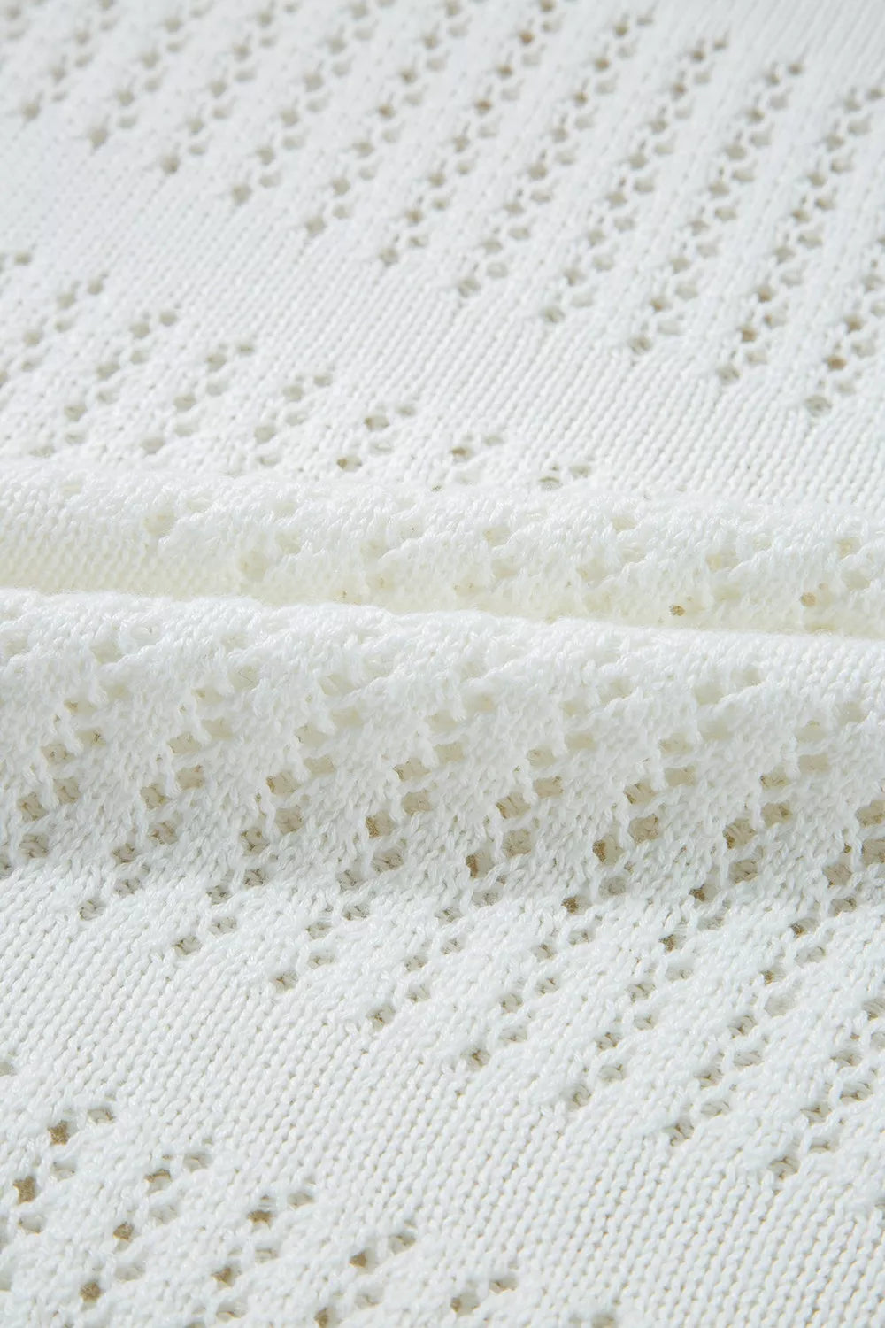 3/4 Sleeve Open Knit Mesh Detail Pullover Sweater