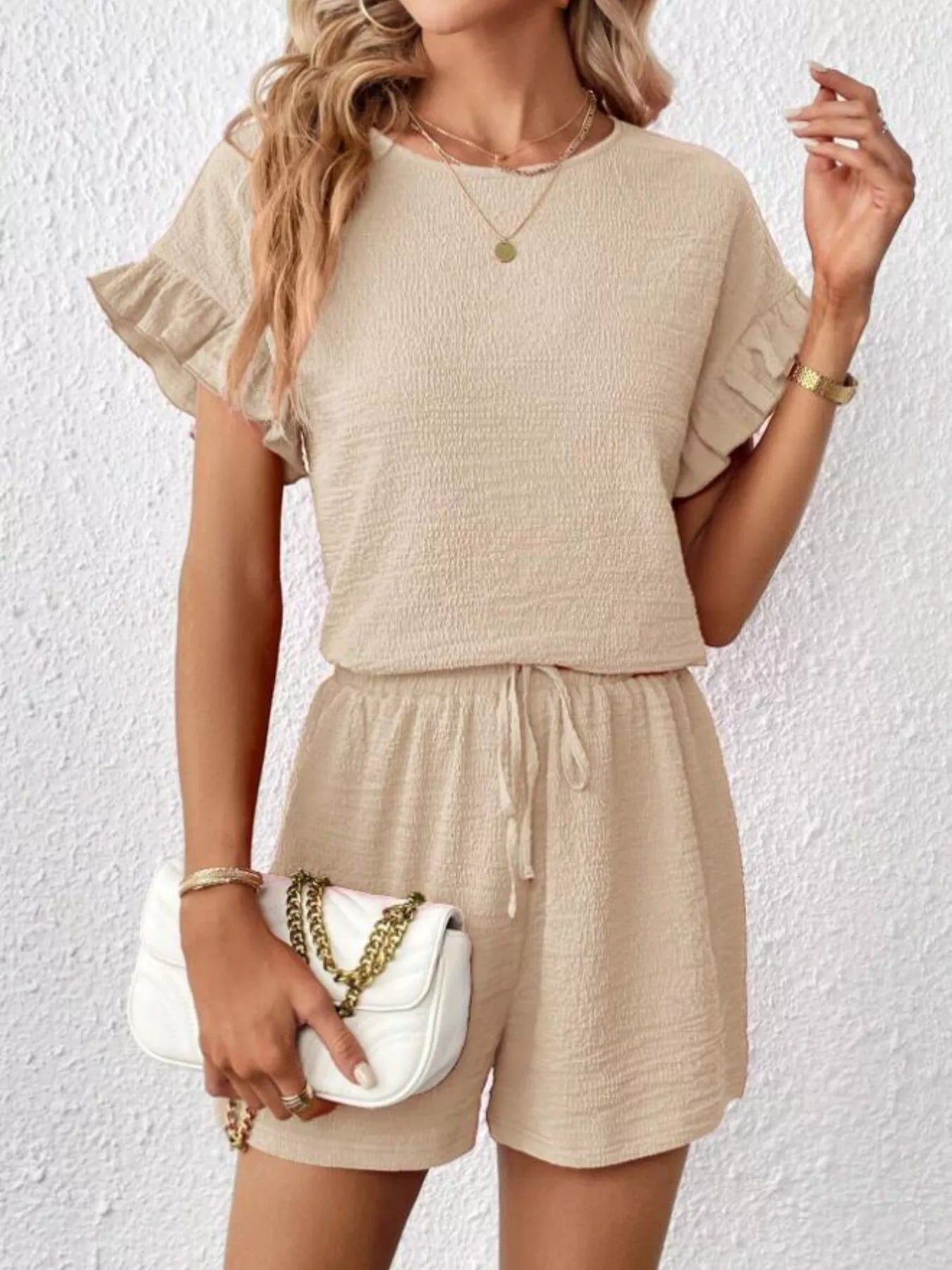 Round Neck Tee and Shorts Set