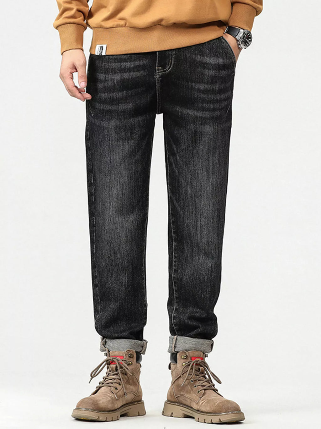 Men's Plus Size Vintage Wash Relaxed Fit Jeans