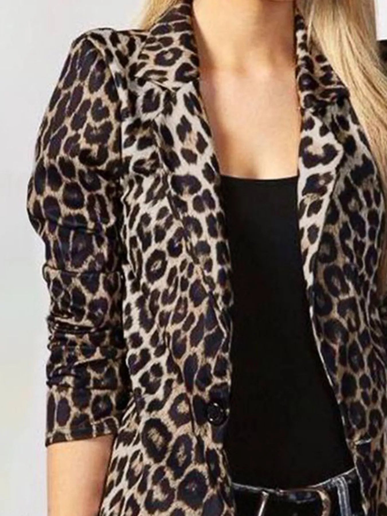 Leopard Print One Button Blazer