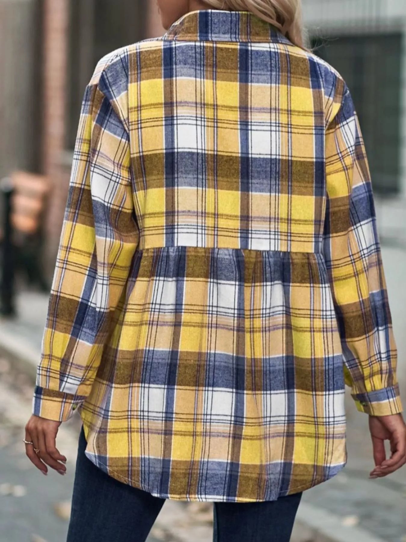 Plaid Button-Down Long Sleeve Shirt