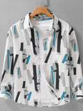Men's Plus Size Printed Button Up Long Sleeve Shirt