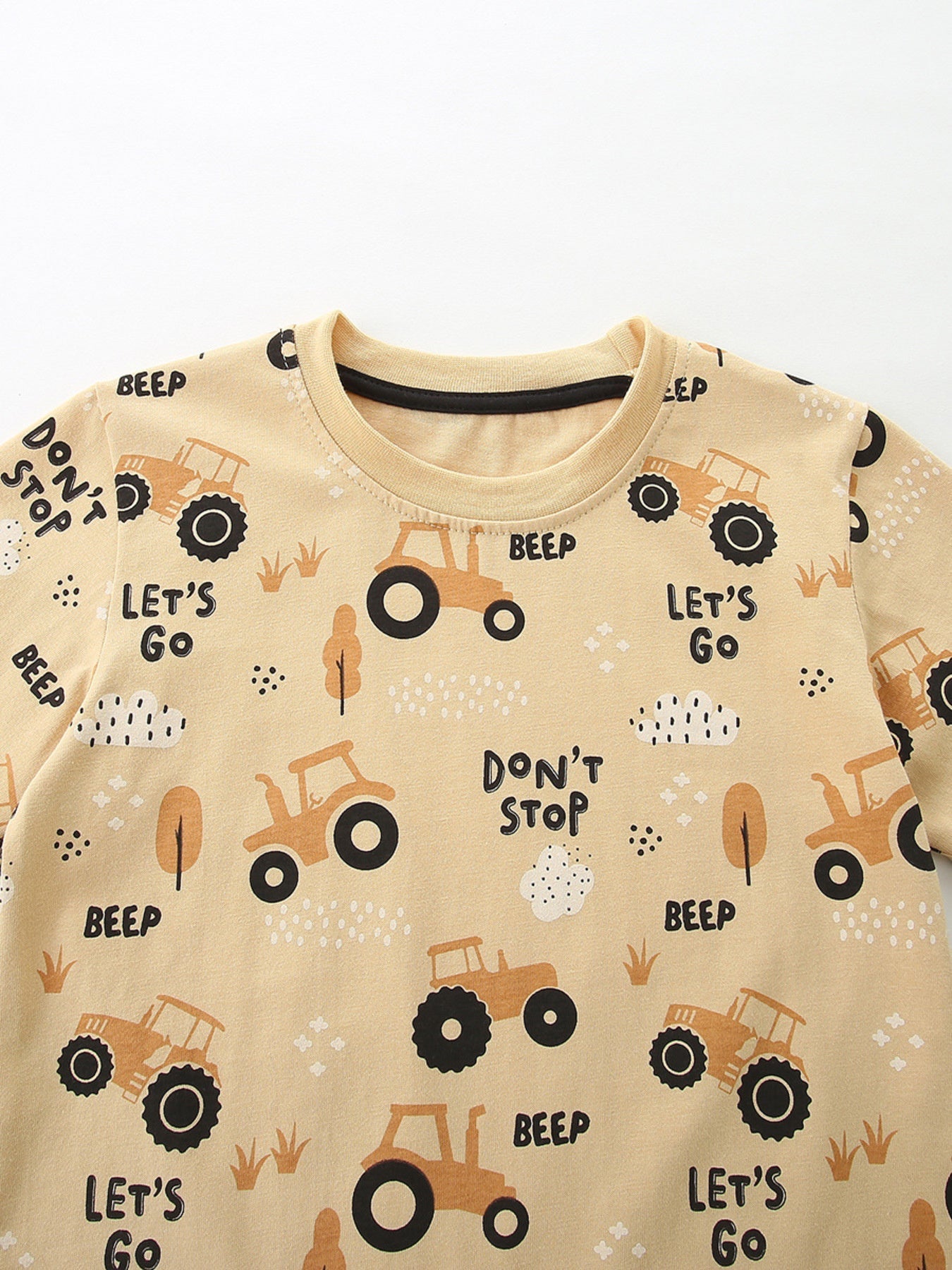 Children's Tractor Print Crew Neck Short Sleeve T-Shirt