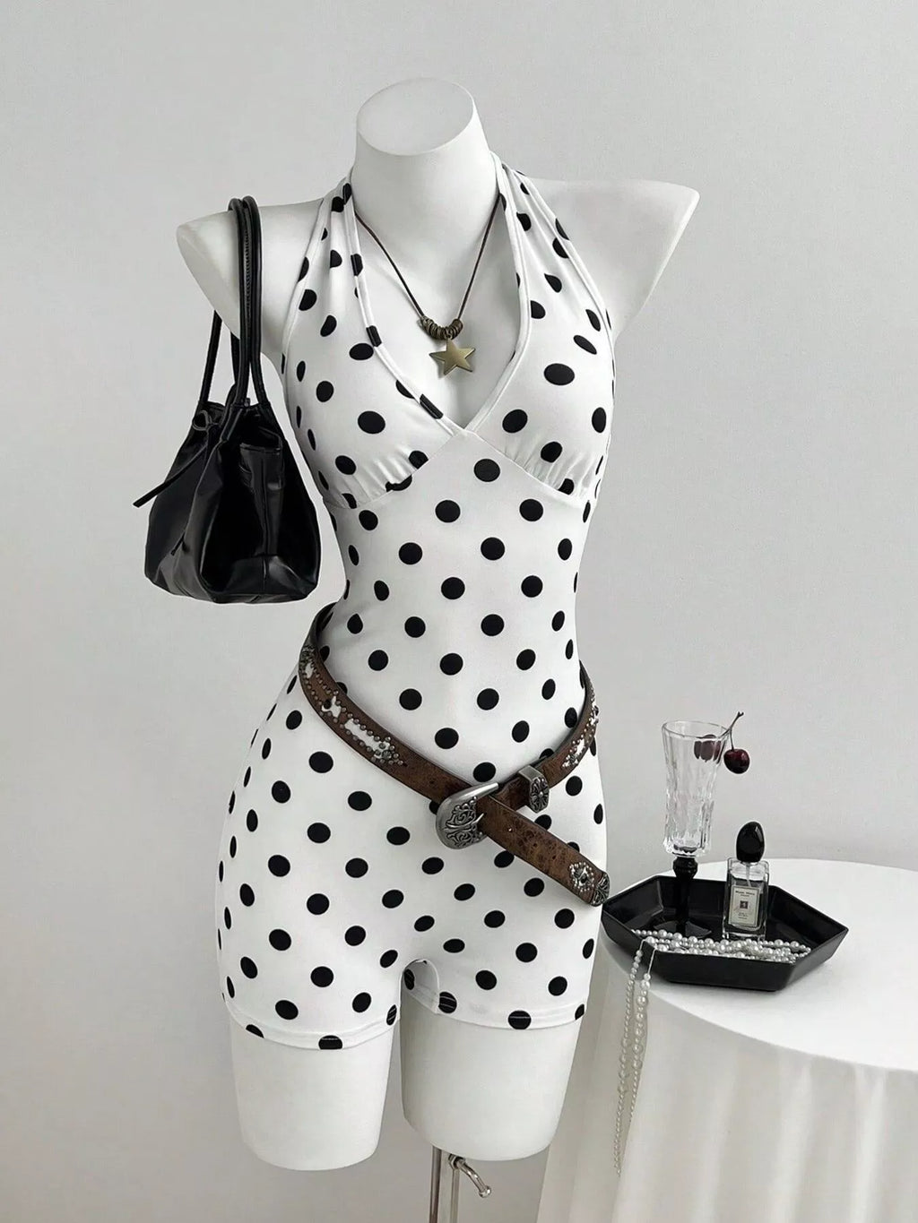 Polka Dot Halter Neck Romper