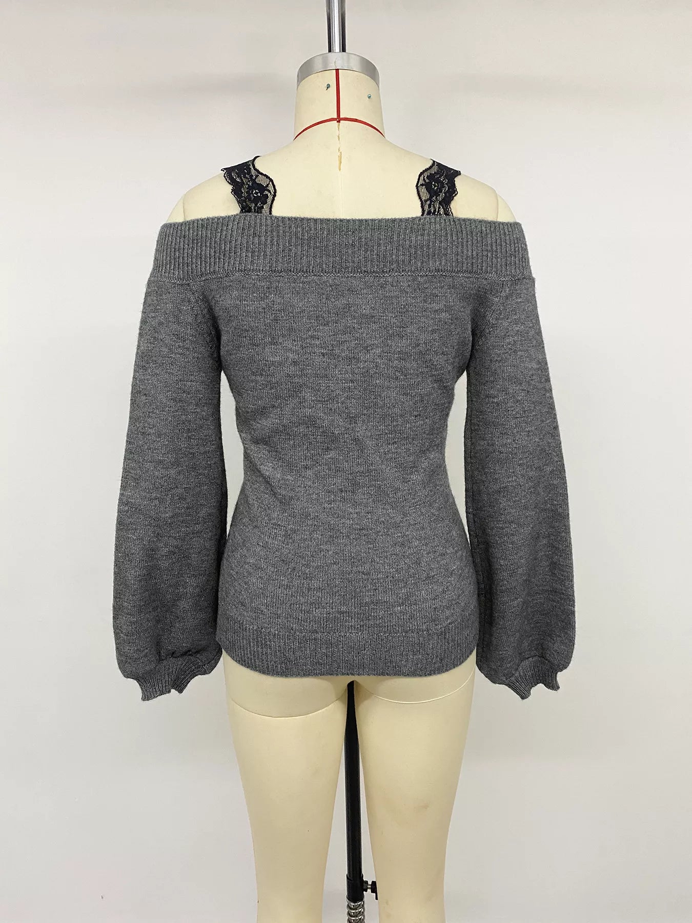 Off-Shoulder Lace Trim Sweater