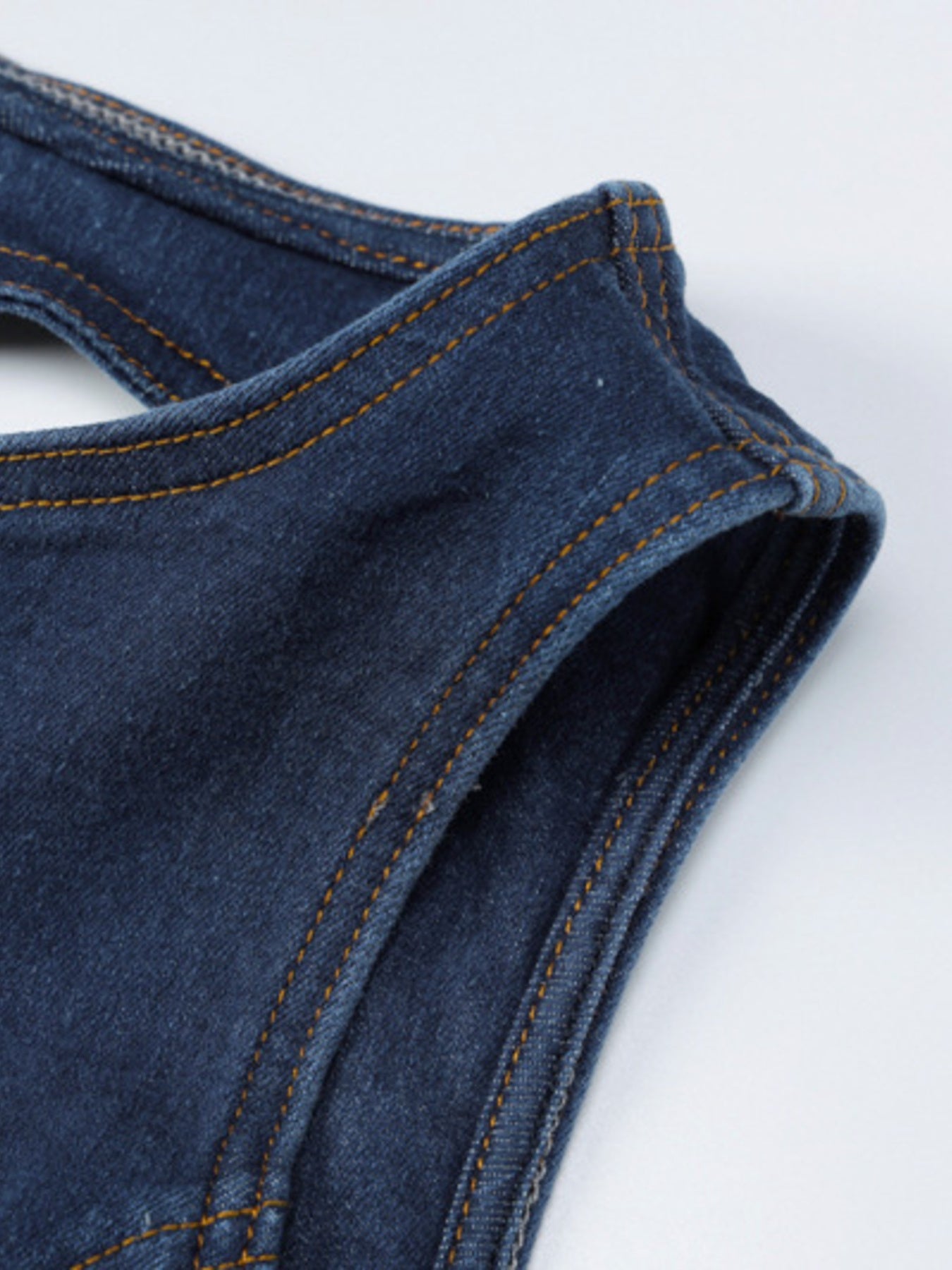 Zip Front Sleeveless Wide Leg Denim Jumpsuit