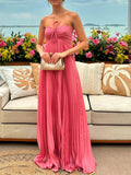 Pleated Tube Maxi Dress