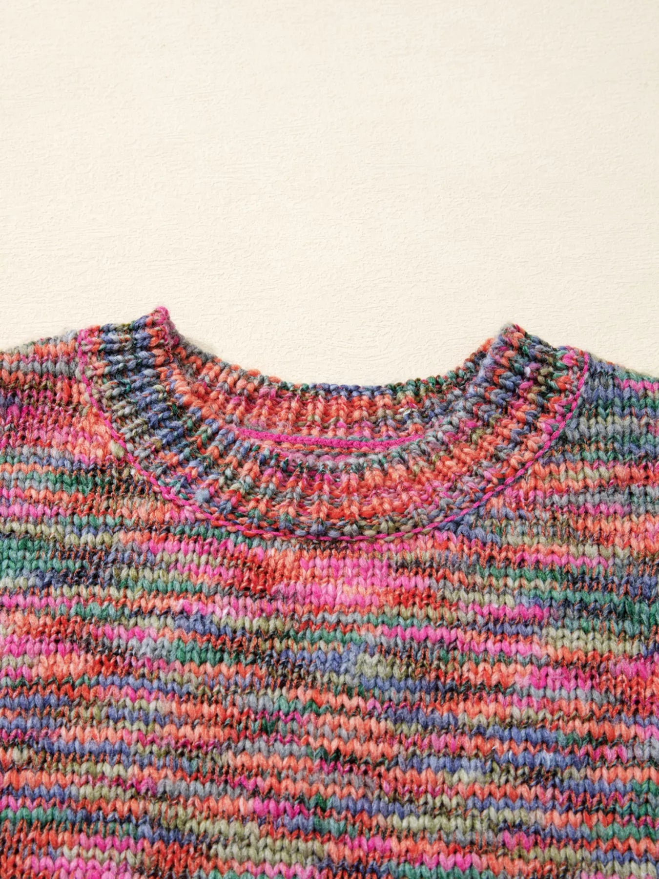 Space Dye Yarn Crew Neck Sweater