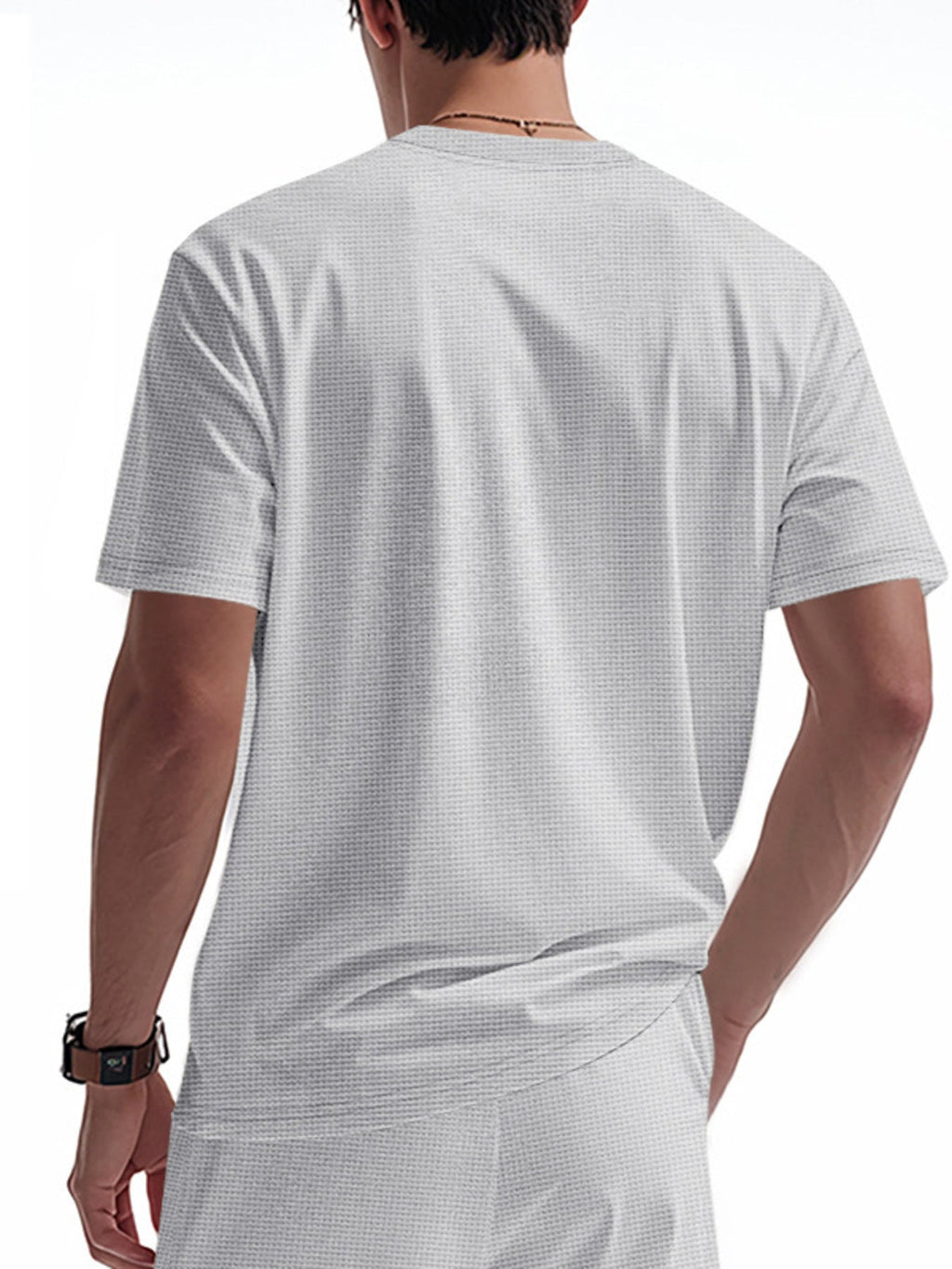 Men's Full Size Lace-Up Neck T-Shirt Plus Size