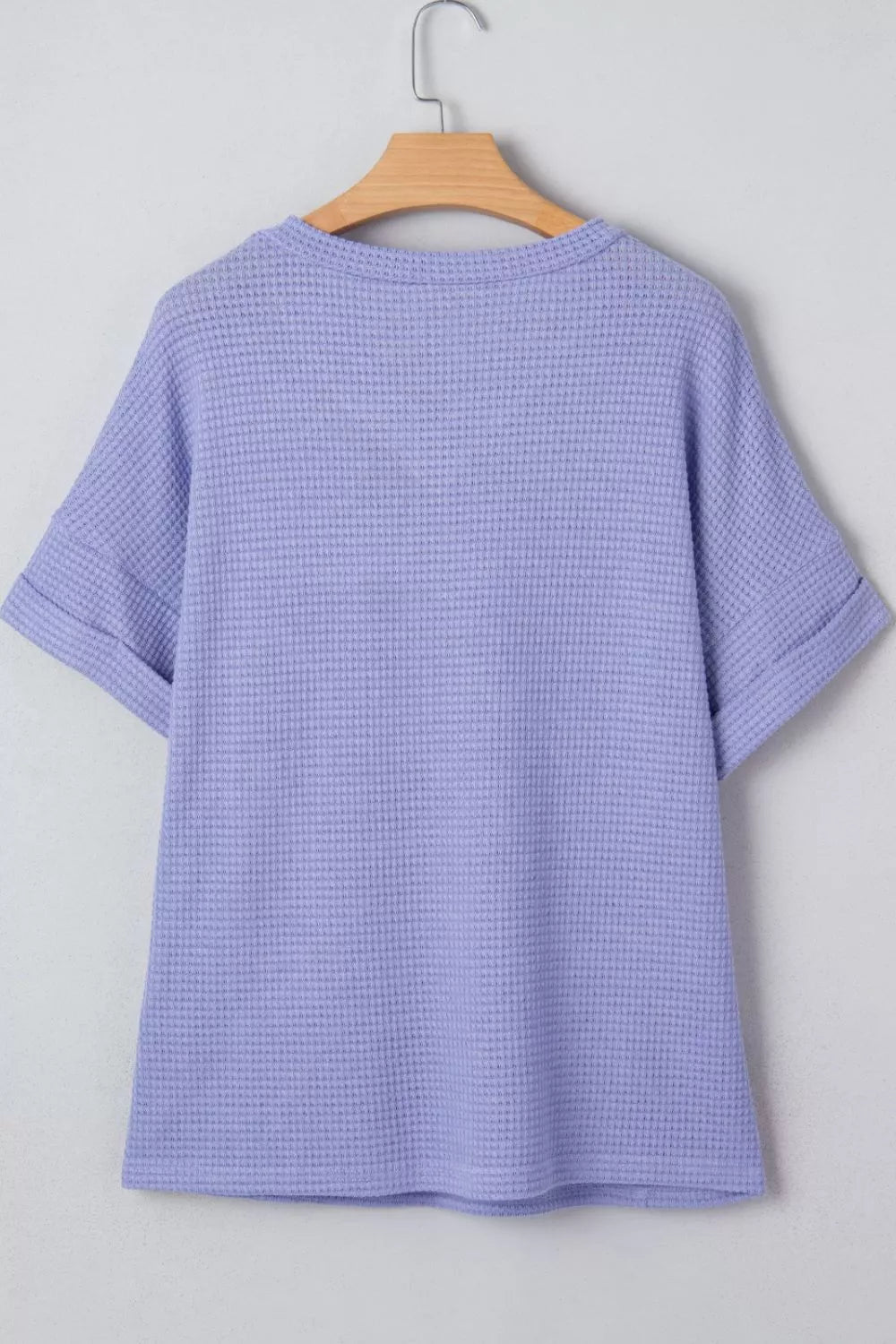 V Neck Short Sleeve Plus Size Waffle Knit Top