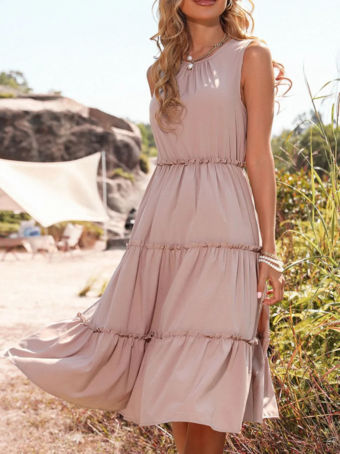 Frill Tiered Midi Dress