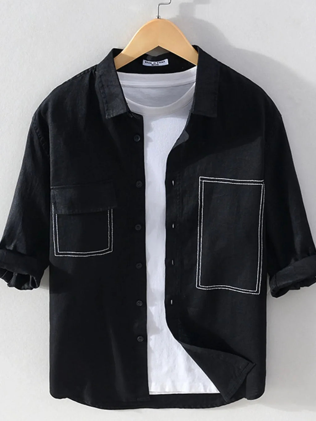 Men's Plus Size Button Up Pocketed Shirt