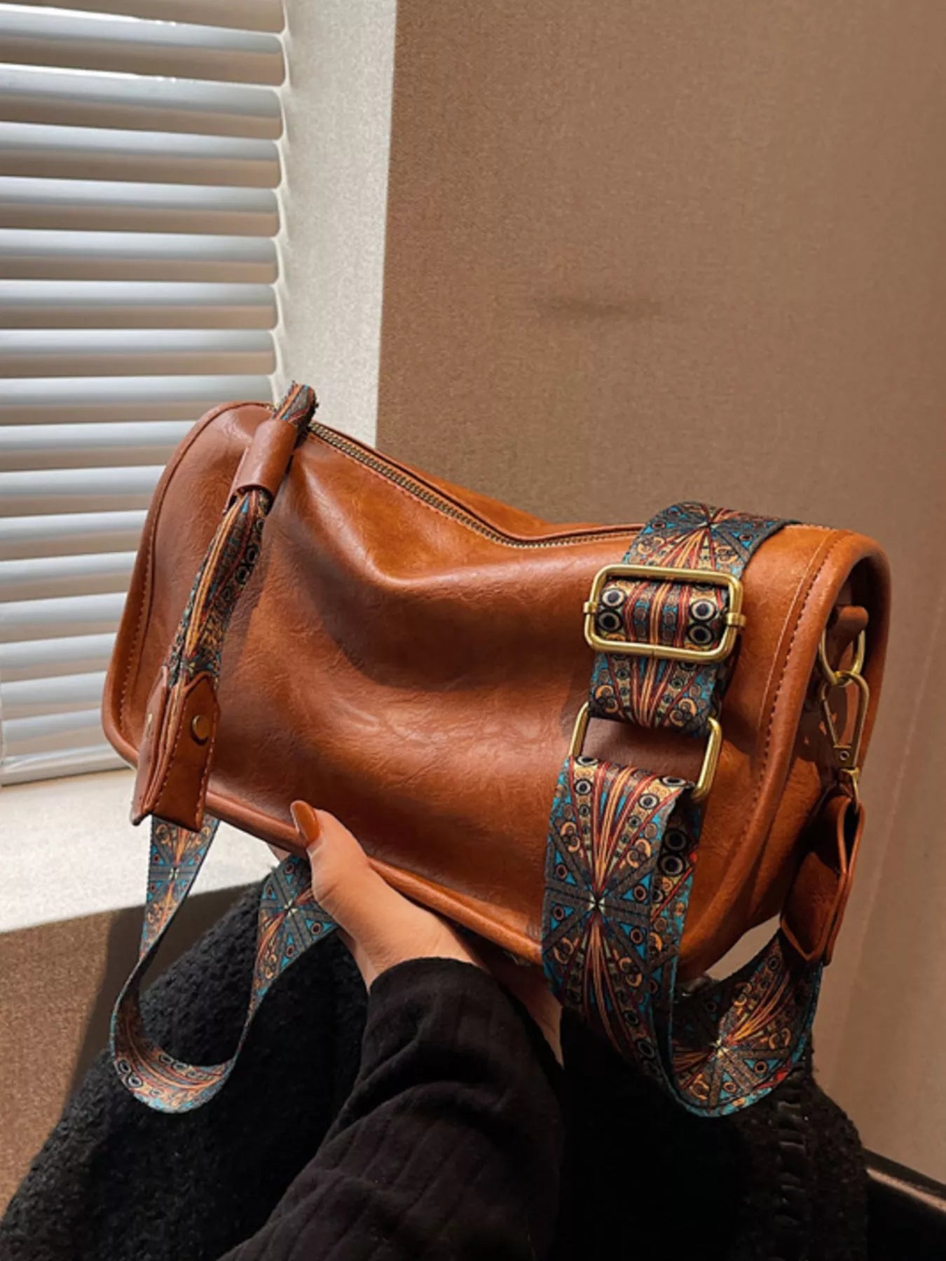 Patterned Strap Crossbody Bag