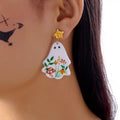 Whimsical Ghost Earrings with Floral Design