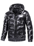 Men's Plus Size Zip Up Hooded Puffer Jacket