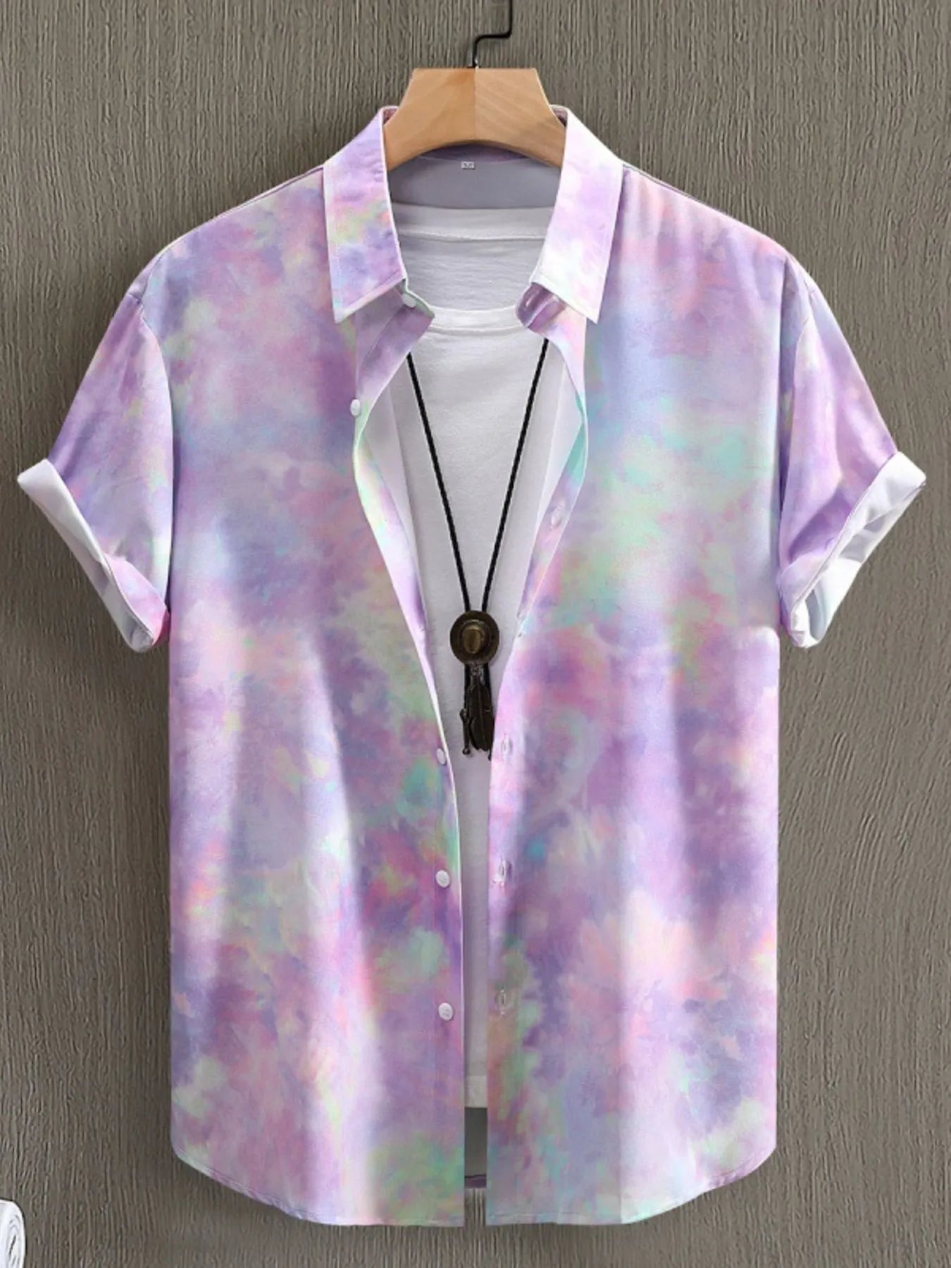 Men's Tie-Dye Button Up Short Sleeve Shirt