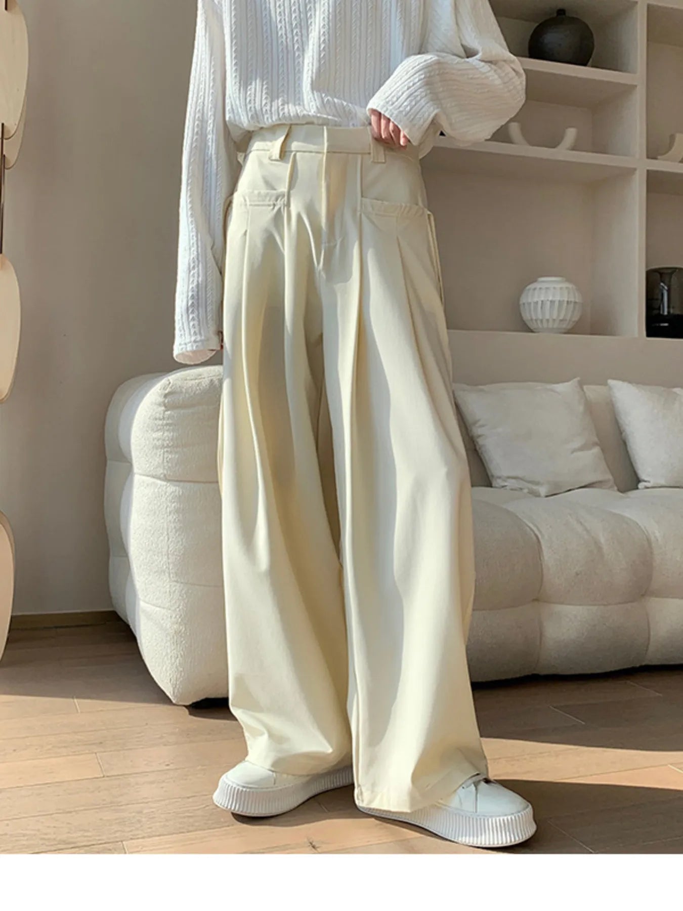 Men's Full Size Wide Leg Pleated Casual Pants Plus Size