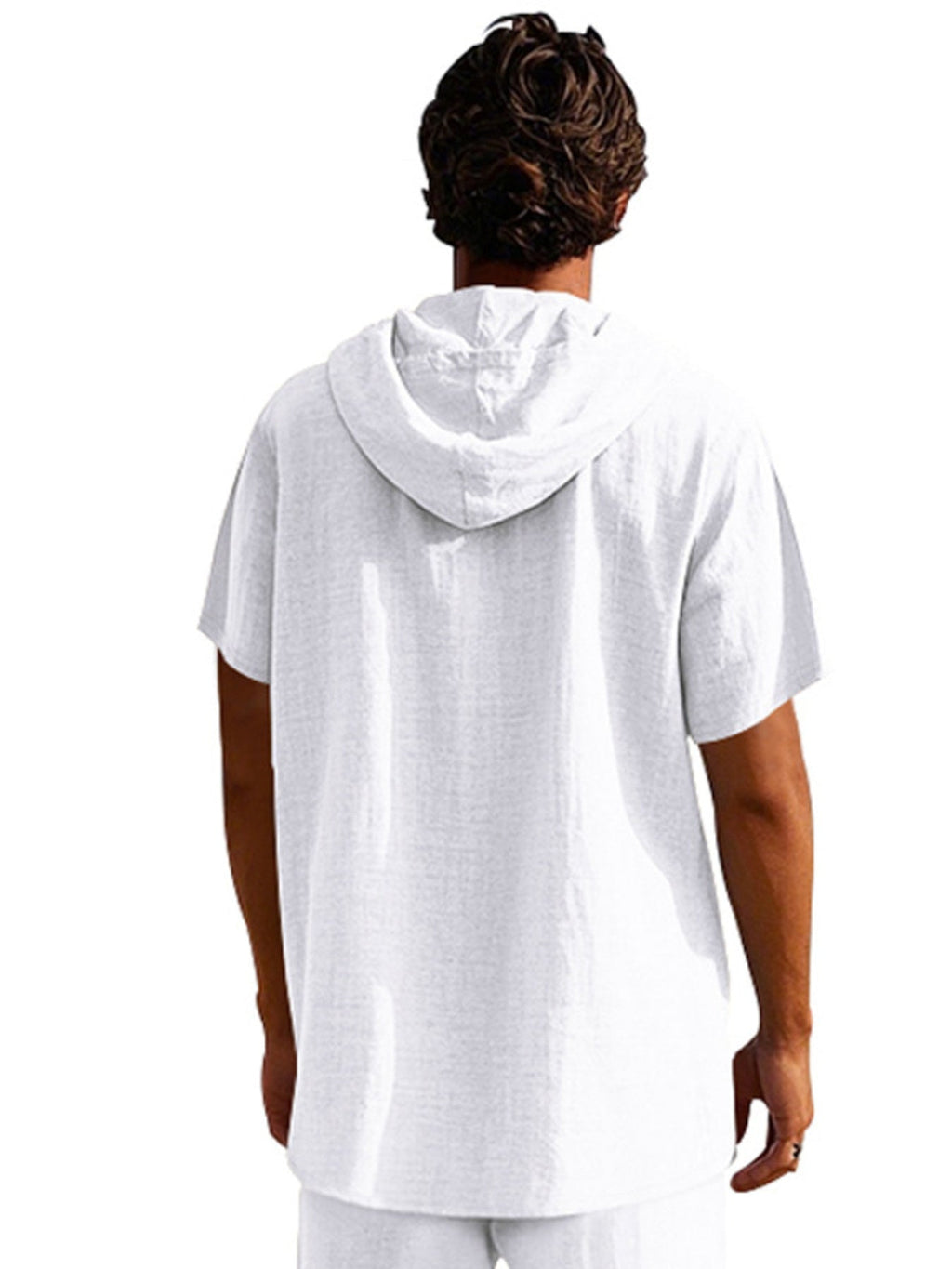 Men's Full Size Casual Short Sleeve Hooded Shirt Plus Size