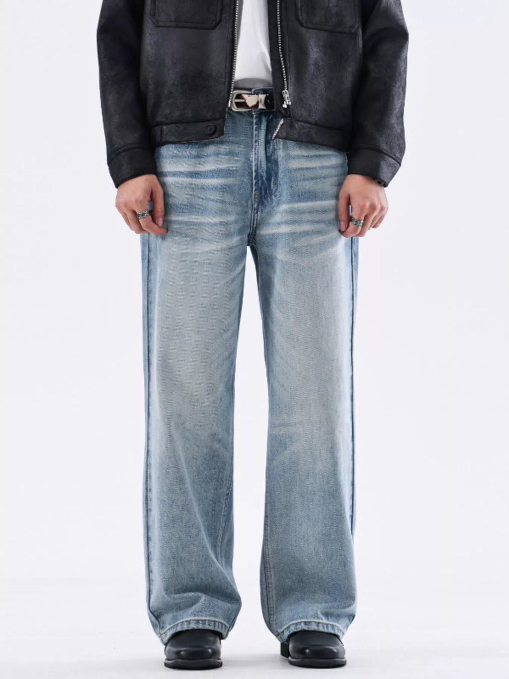 Men's Full Size Washed Wide Leg Jeans Plus Size