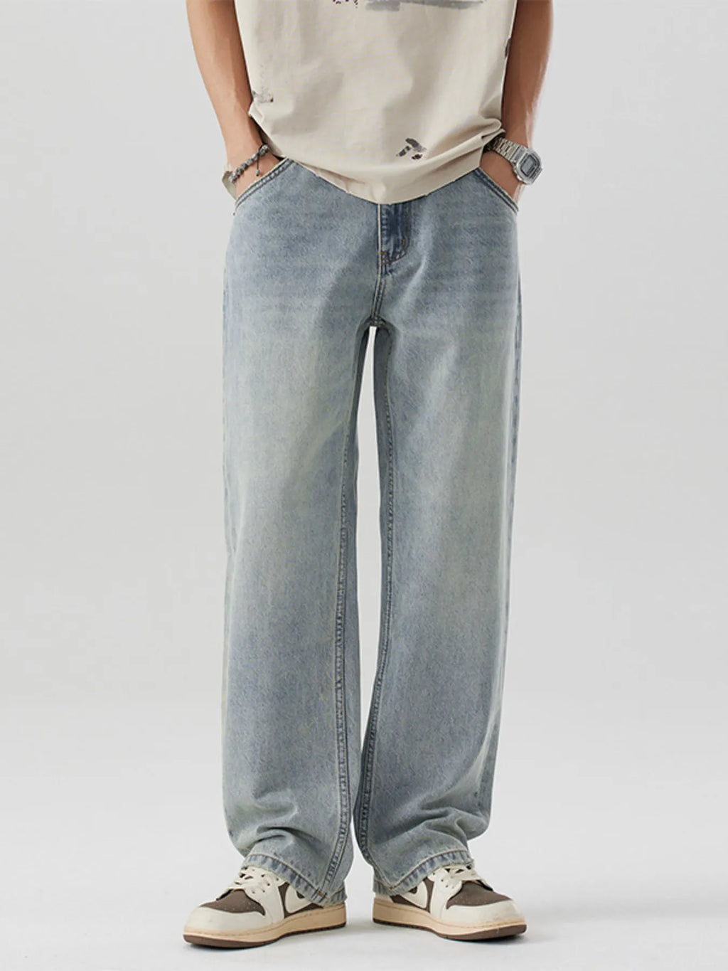 Men's Wash Wide Leg Jeans