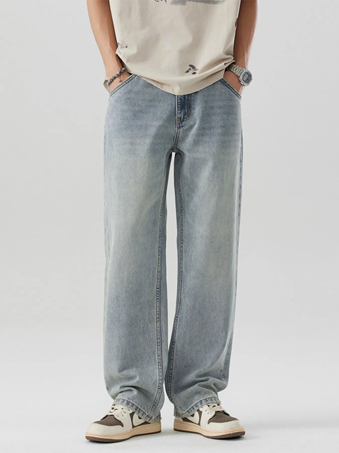 Men's Wash Wide Leg Jeans