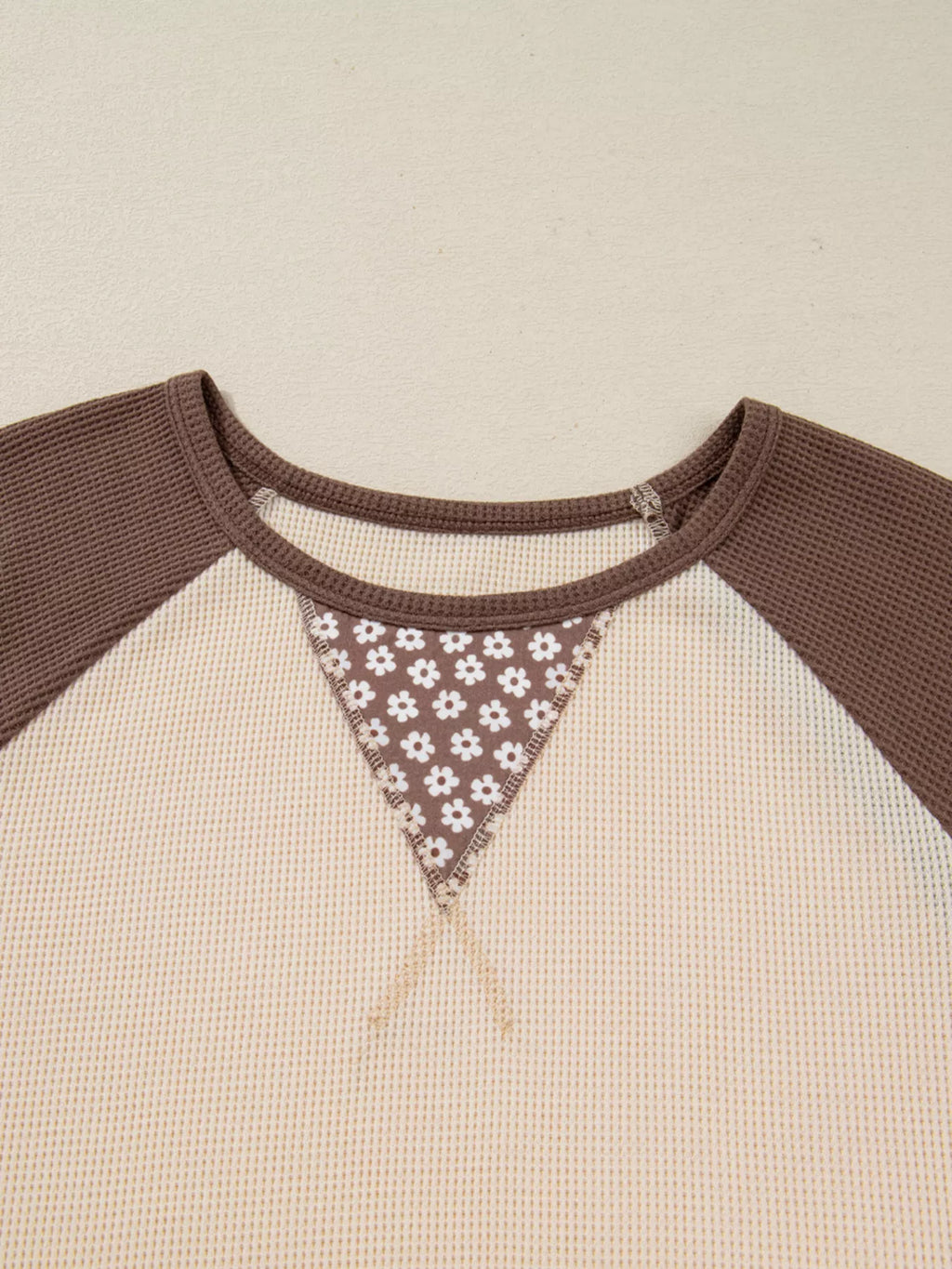 Floral Print Patchwork Color Block Long Sleeve Top