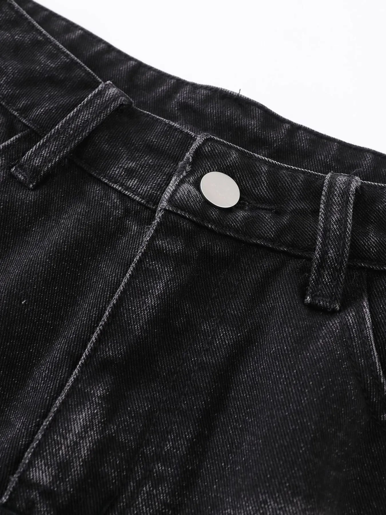Men's Distressed Denim Shorts with Plaid Patches