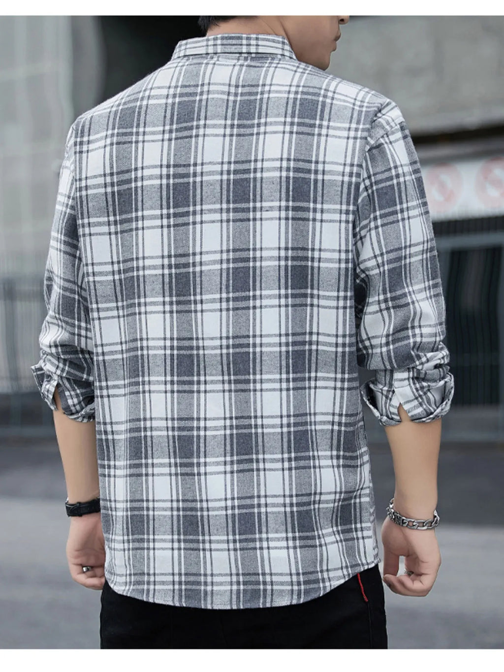 Men's Plus Size Plaid Button Up Long Sleeve Shirt