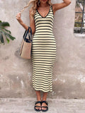 Striped Bodycon Knit Midi Dress