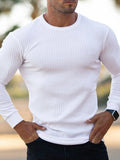 Men's Ribbed Round Neck Long Sleeve T-Shirt