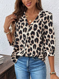 Leopard Print 3/4 Sleeve Blouse